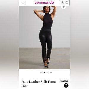 Faux Leather Split Front Pants